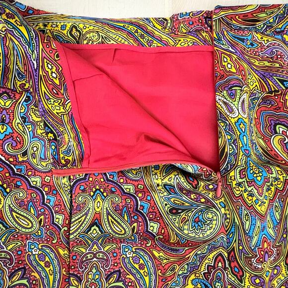 Olivia & Grace Silk Midi Skirt Size 12 Paisley Print Multicolor Lined Boho Chic - Picture 6 of 6